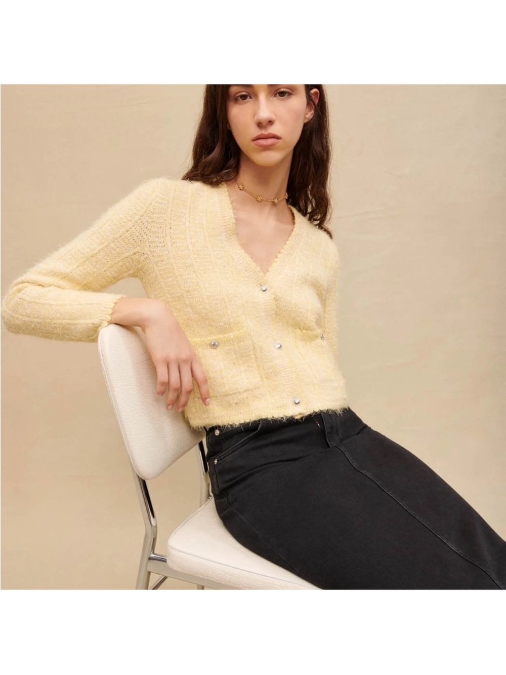 Maje Tweed Yellow Jacket